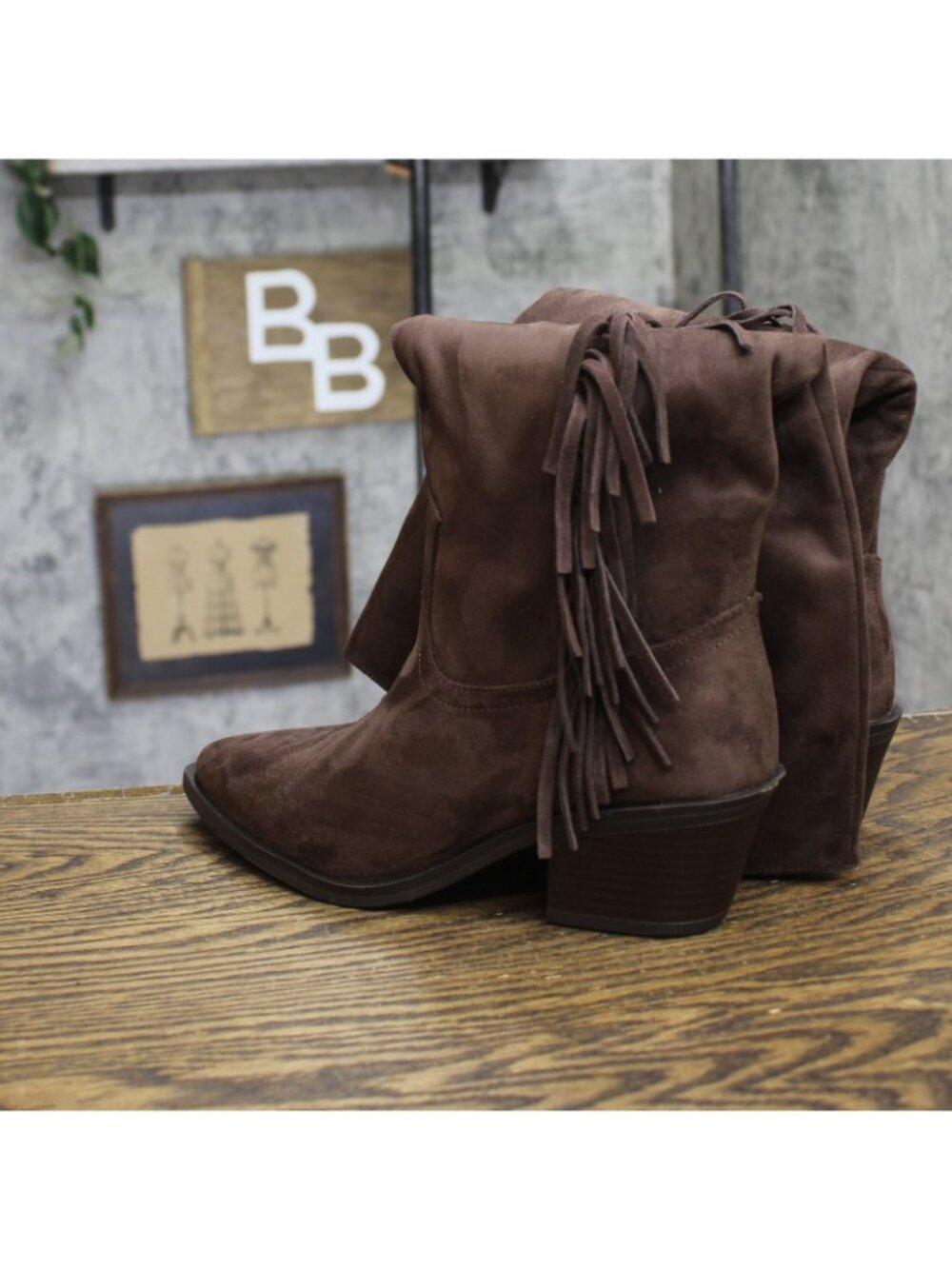 Universal Thread Patsy Tall Fringe Western Boots Cowgirl Chocolate Brown 8M - Picture 3 of 11